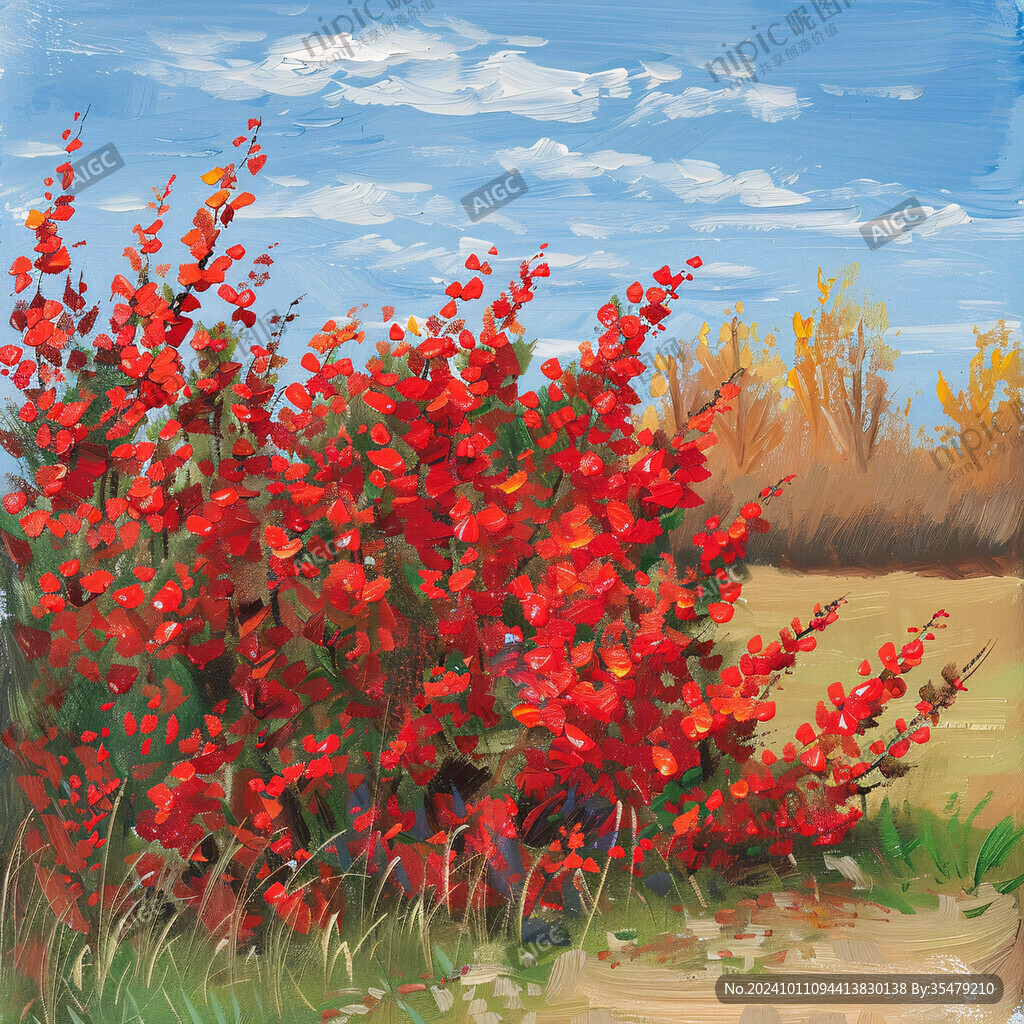 紅楓樹油畫