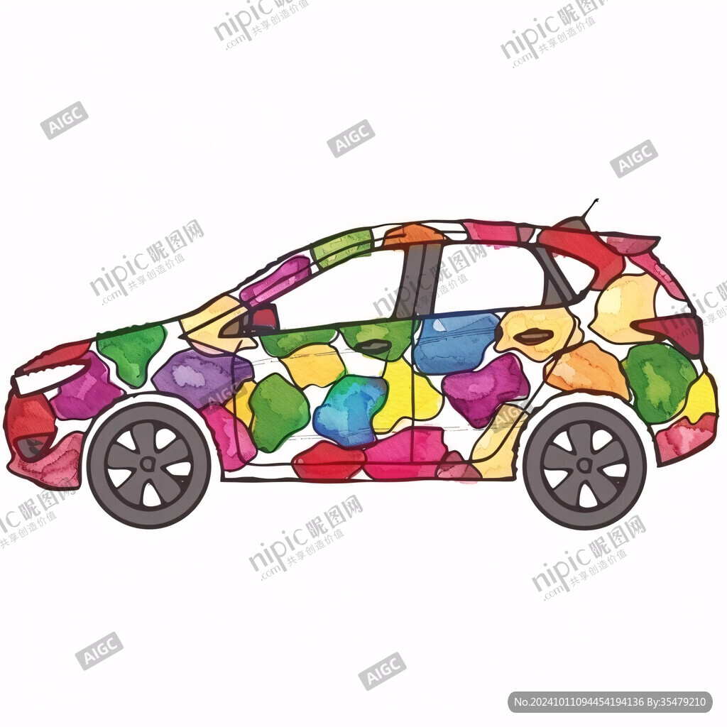 汽車水粉畫