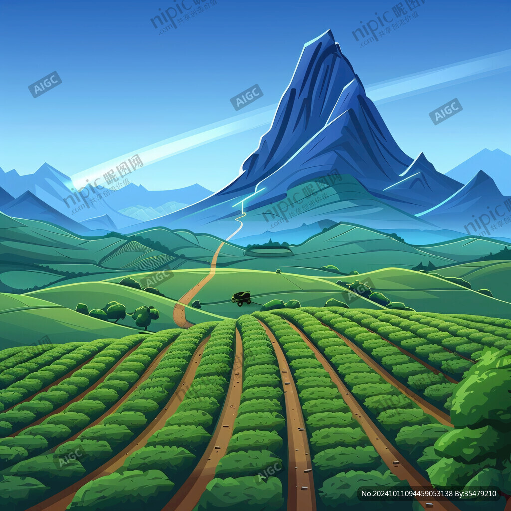 茶園風(fēng)景插畫