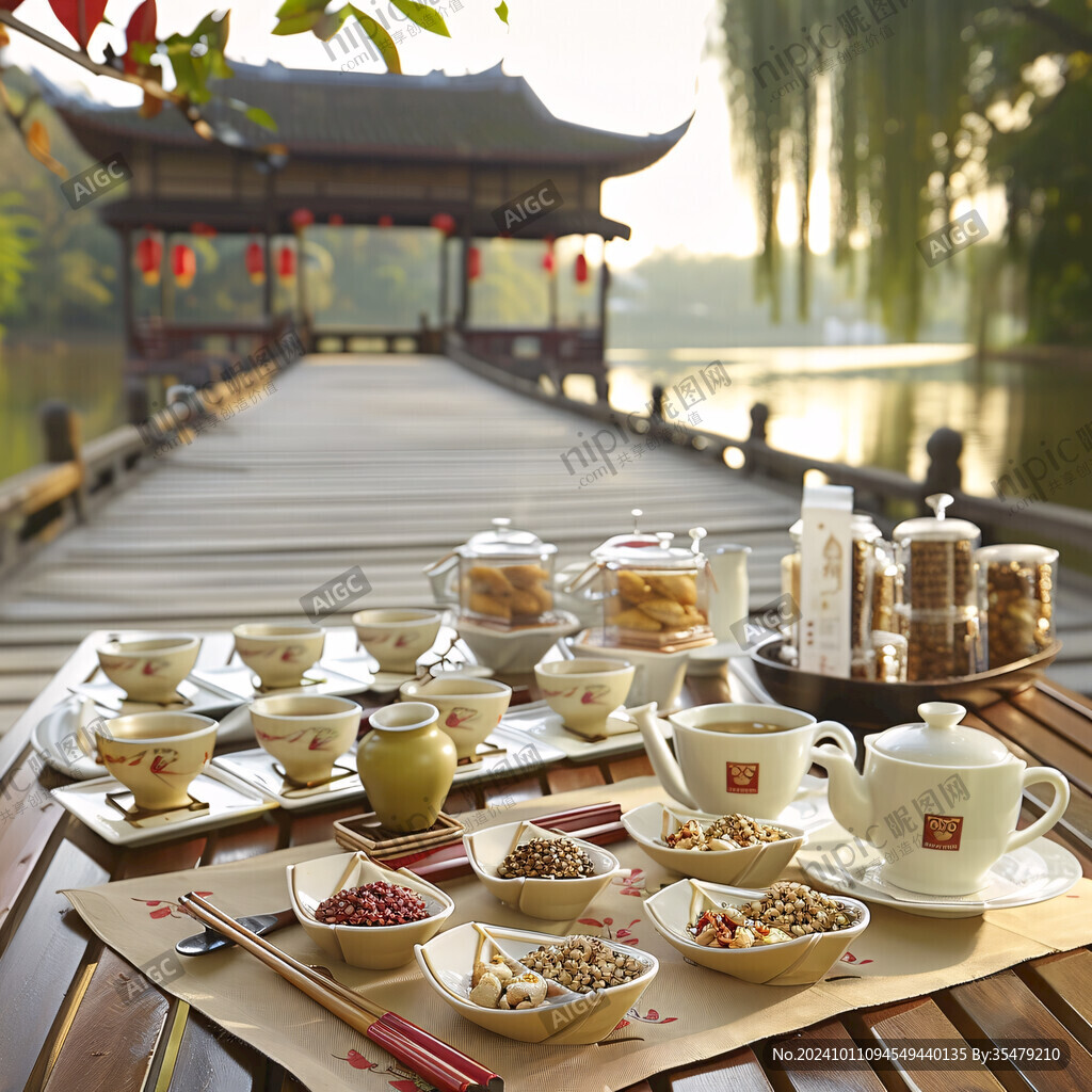 茶道茶餐廳湖泊江南