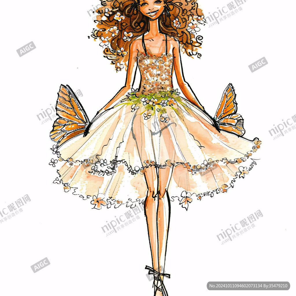 女孩禮服插畫