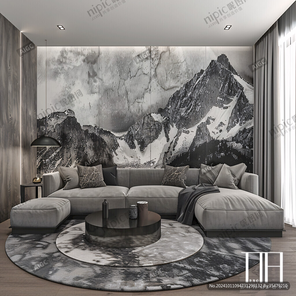 新中式山沙發(fā)背景