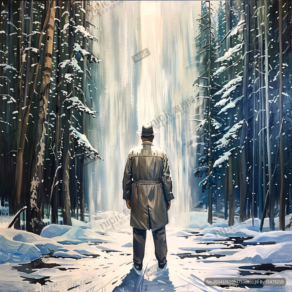 下雪的街道老人