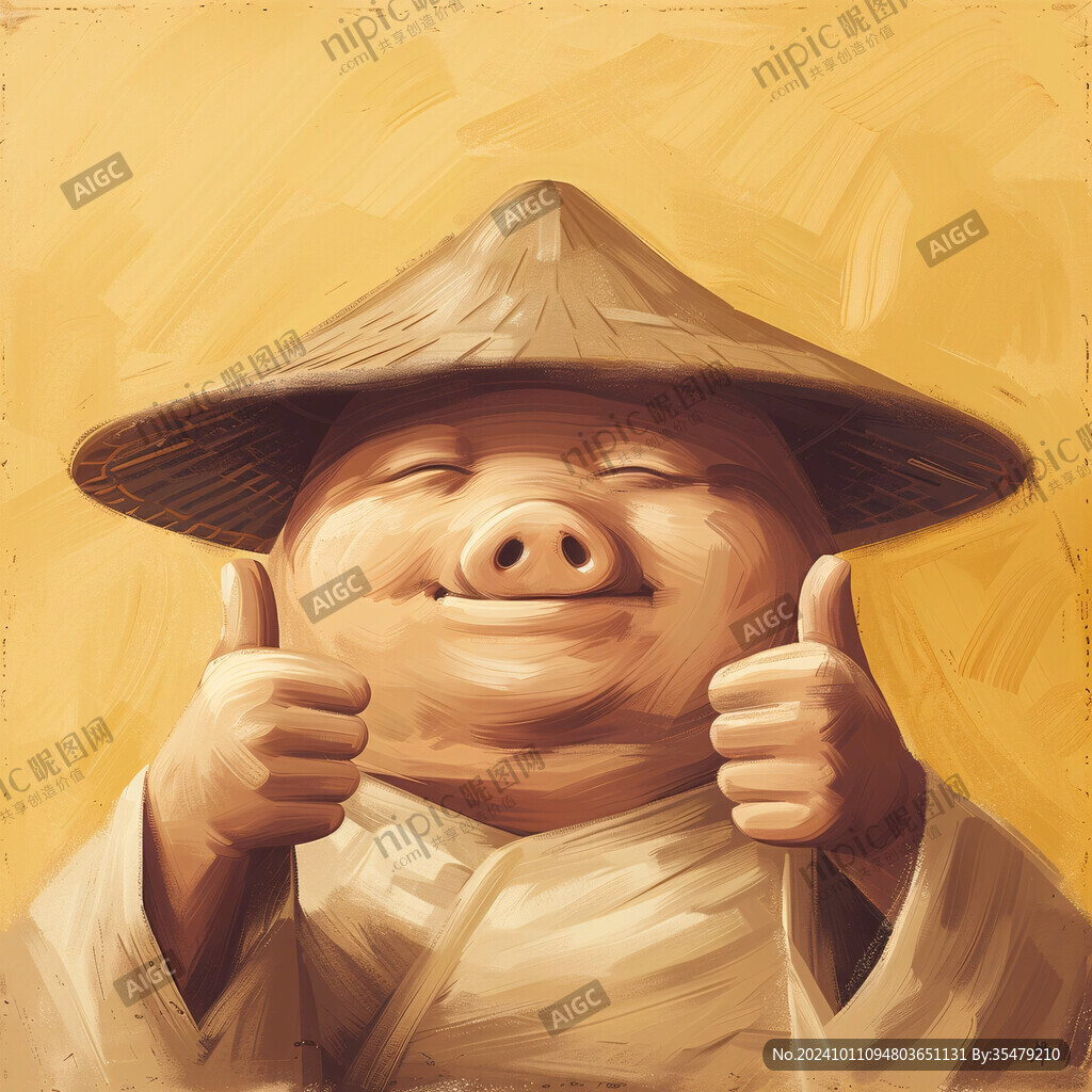 可愛古裝小豬豎大拇指