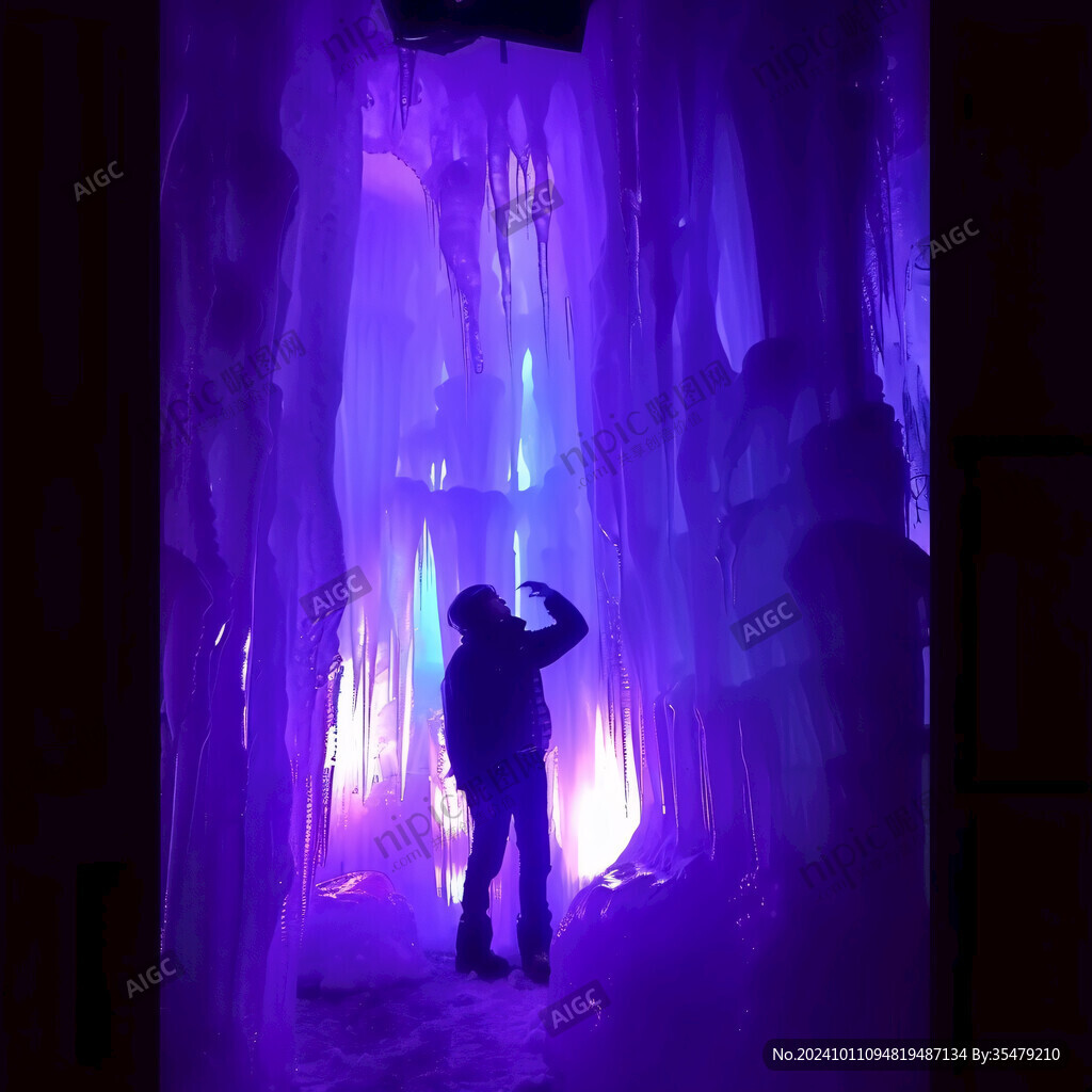 極光夢幻藍紫色水晶洞