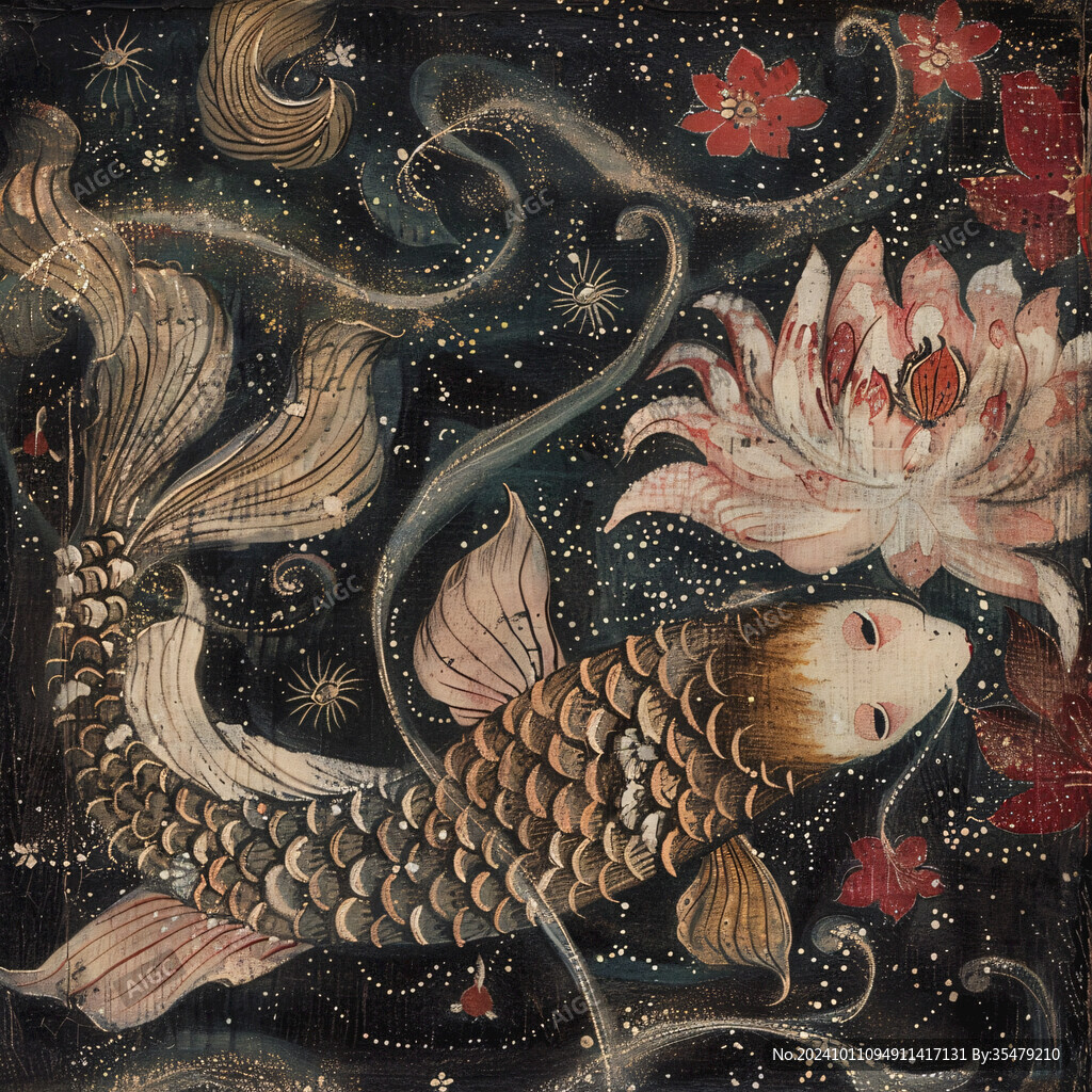 唯美魚風(fēng)格插畫裝飾畫