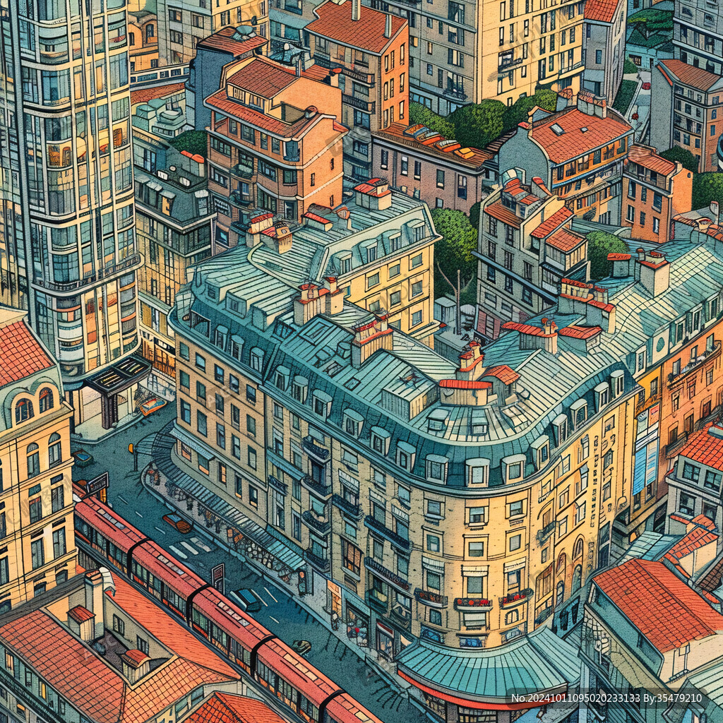 里昂建筑插畫