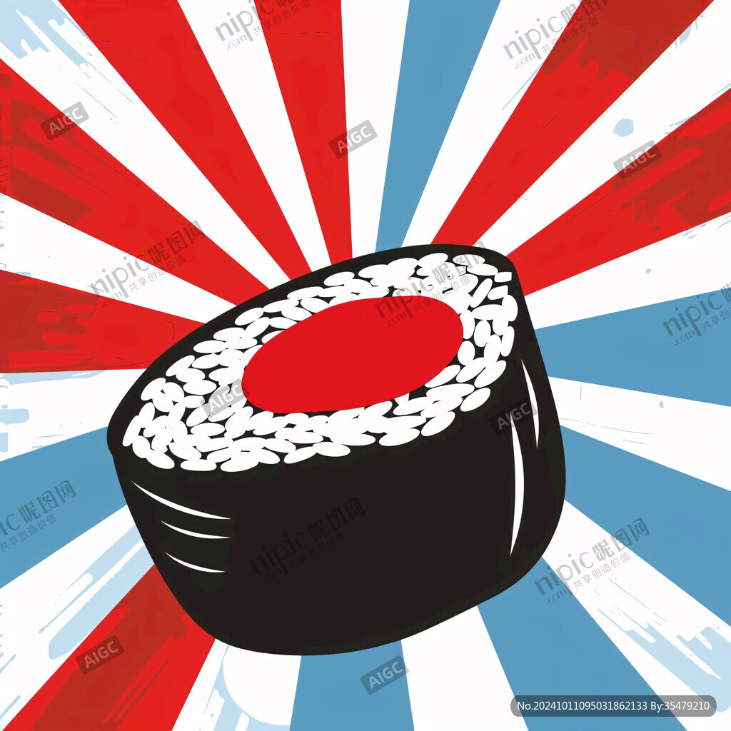 日本壽司插畫復(fù)古海報(bào)