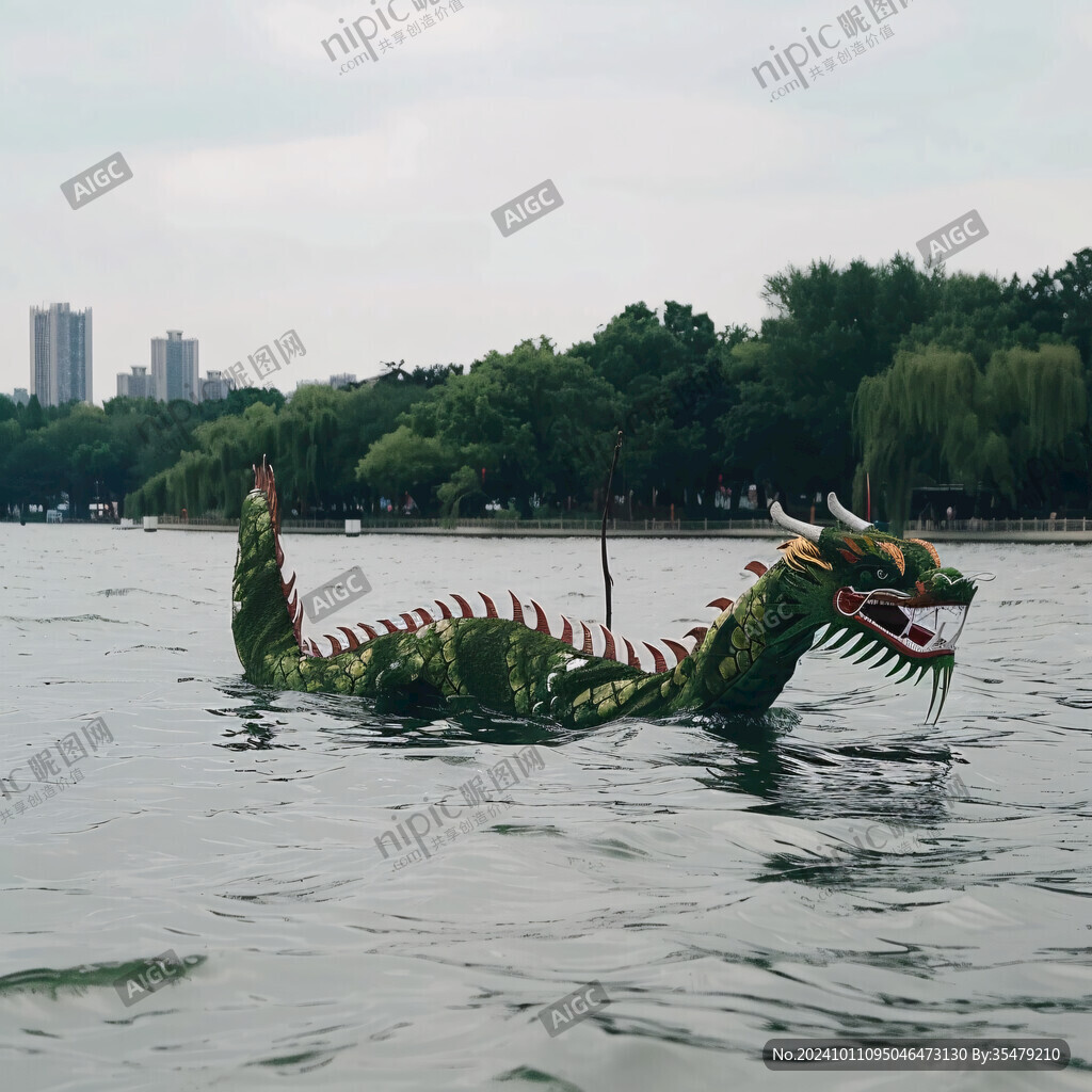 湖水面龍舟