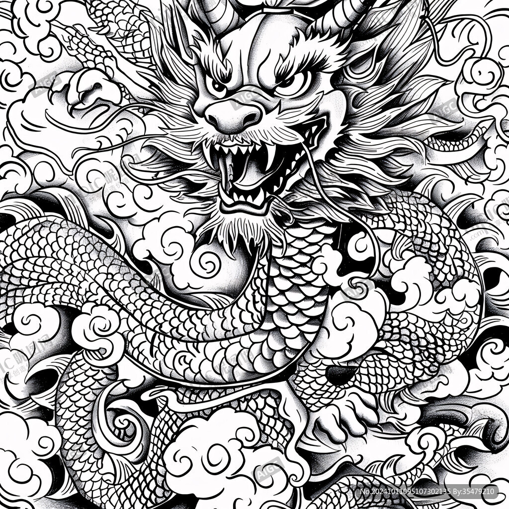 龍國(guó)潮線描