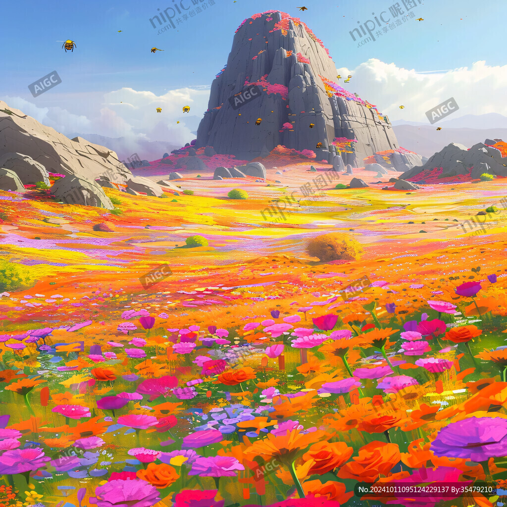 唯美夢幻花田場景