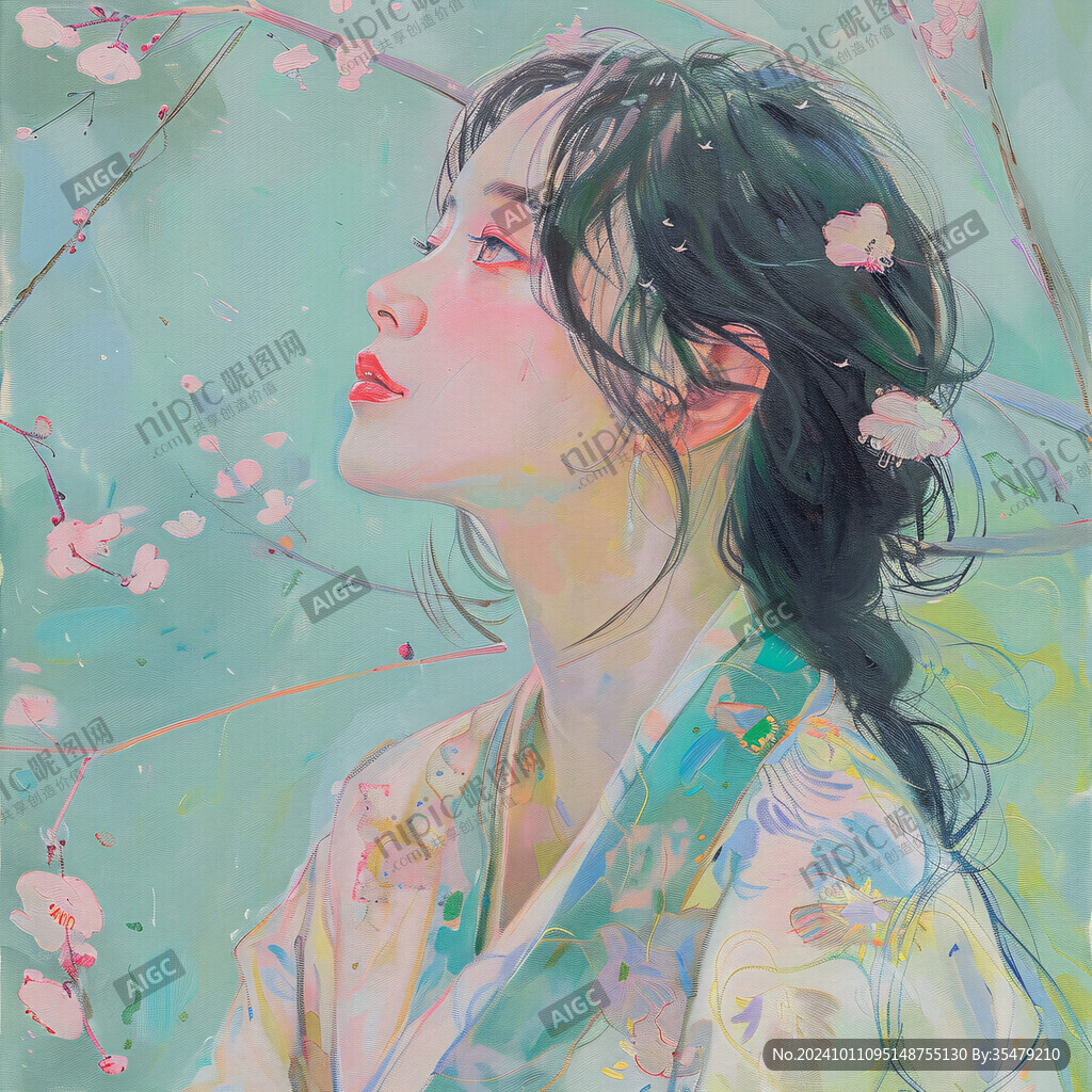 桃花美人插畫