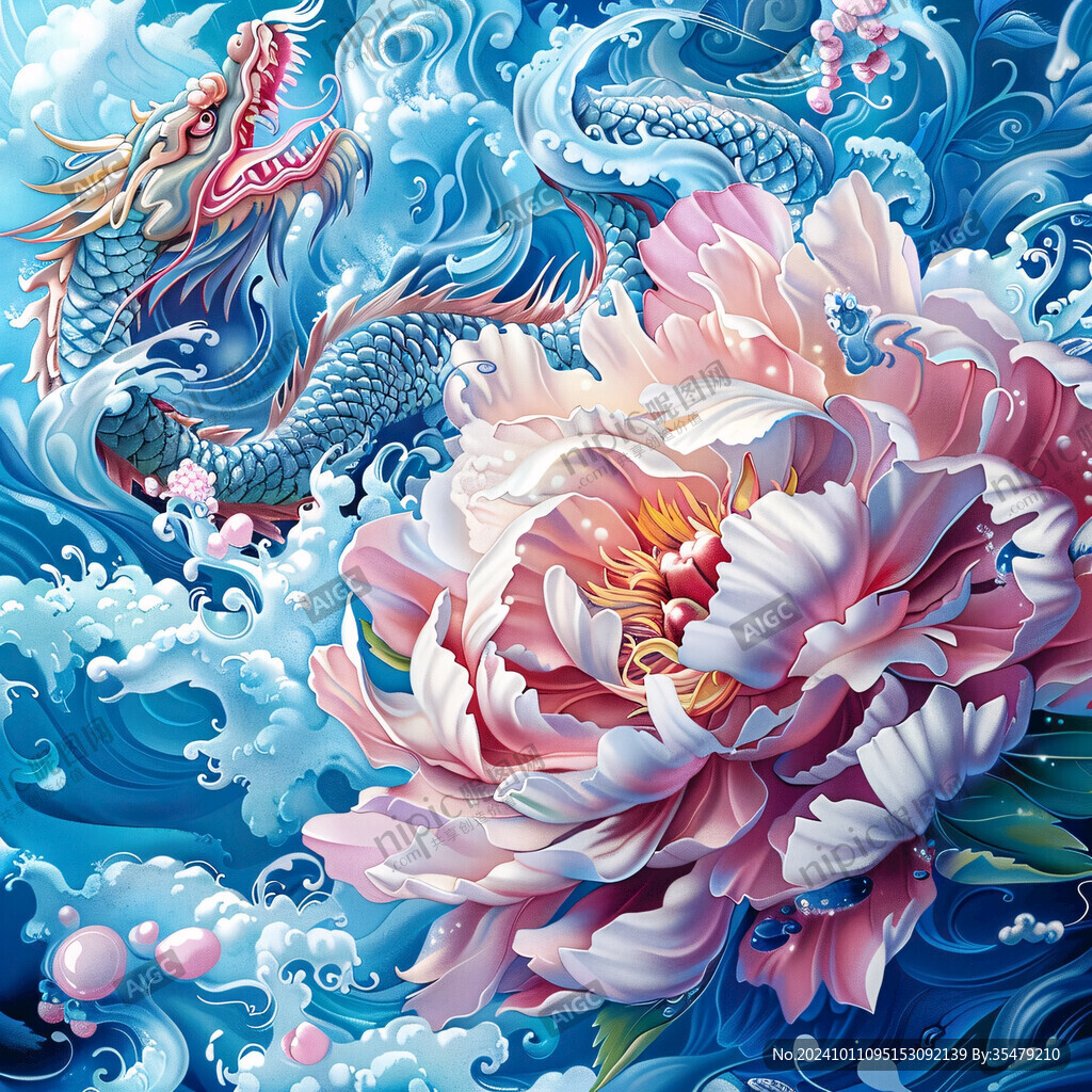 龍鳳呈祥噴繪插畫(huà)高清