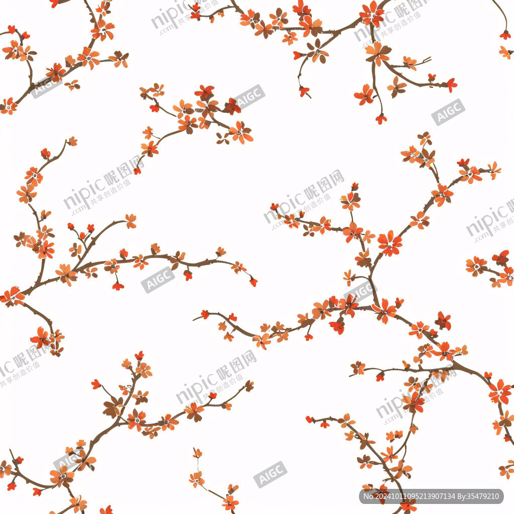 枝條小花墻紙花型