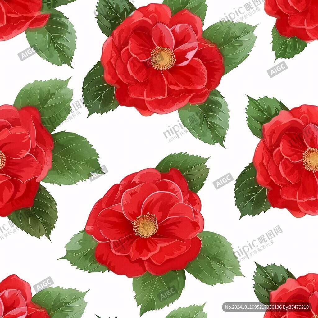 白底紅紋花朵