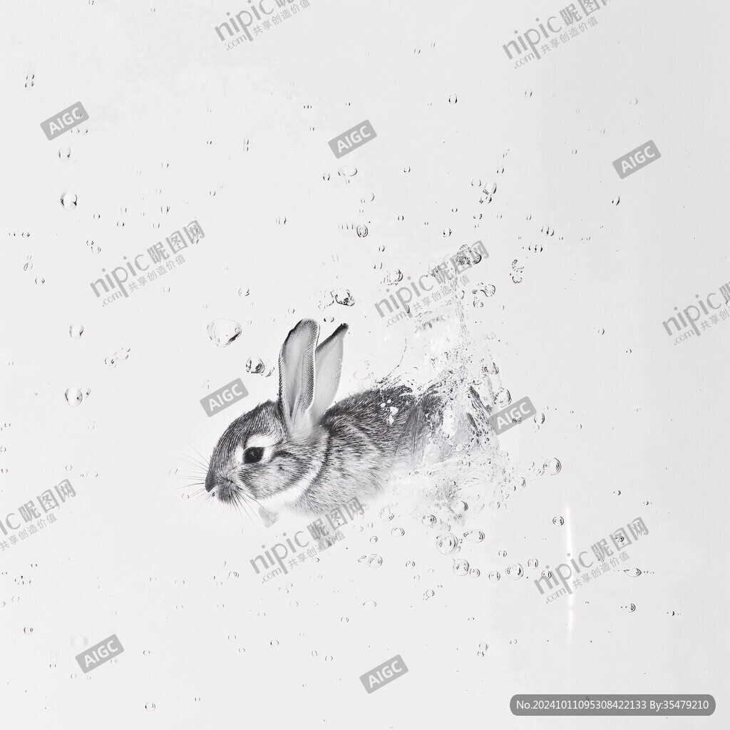 游泳兔子冬季兔子