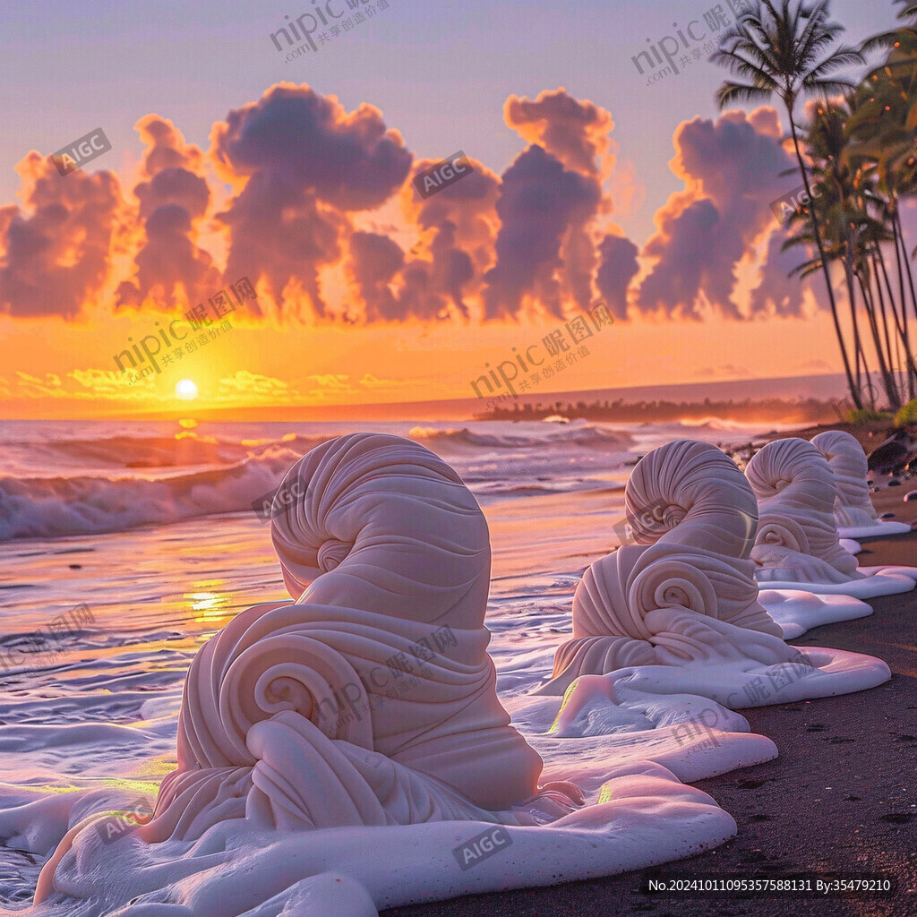 海景海浪雕塑