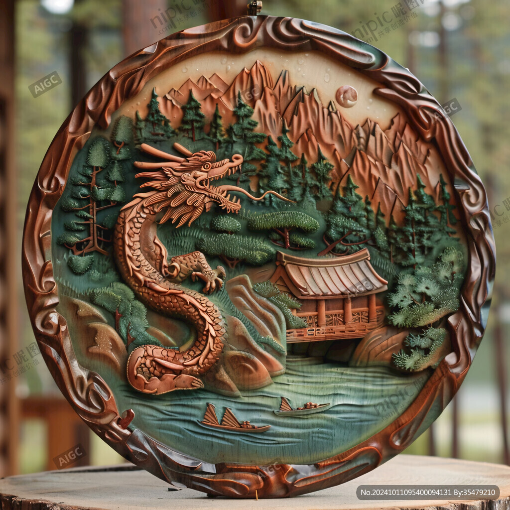 迎客松圓盤工藝品