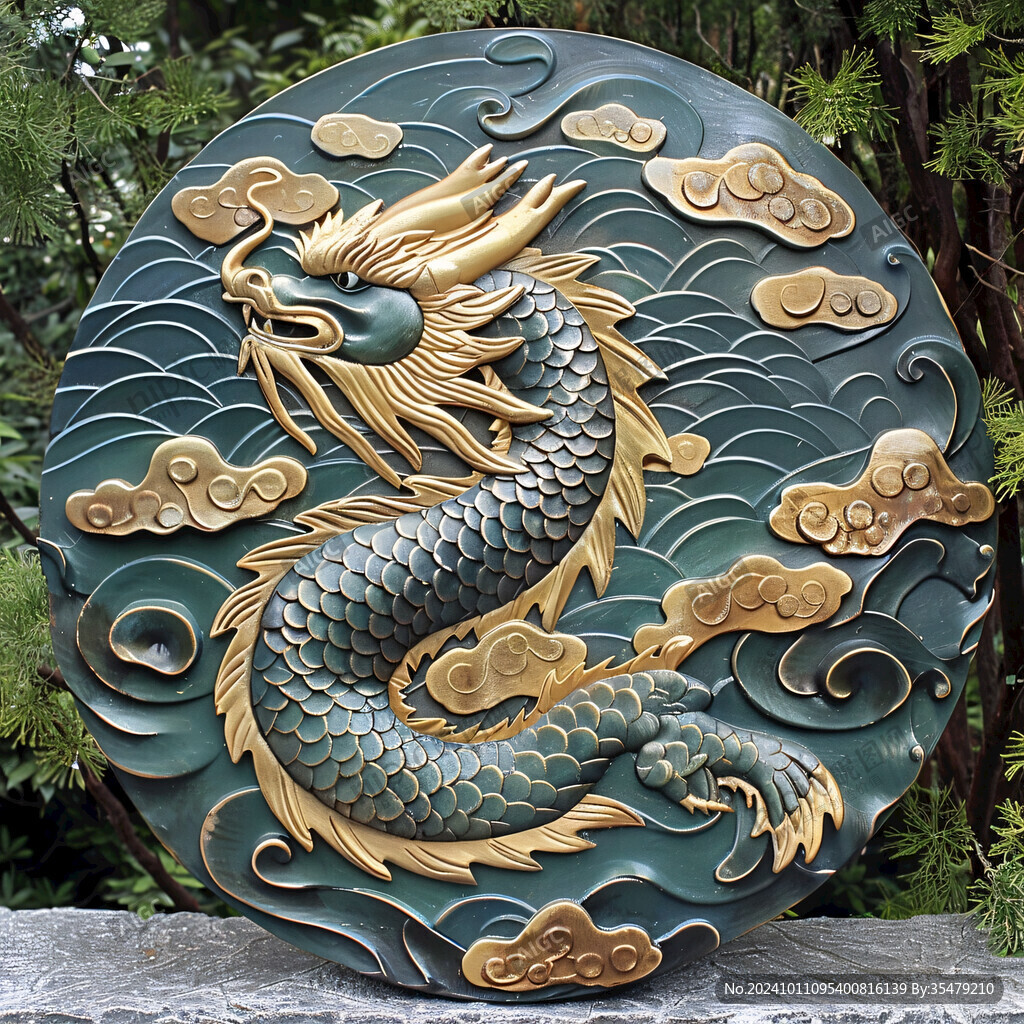 手繪龍浮雕素材