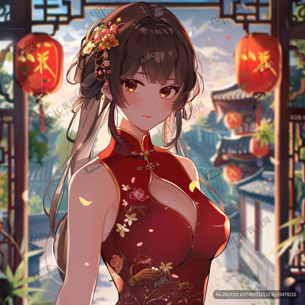 古風(fēng)美女過年