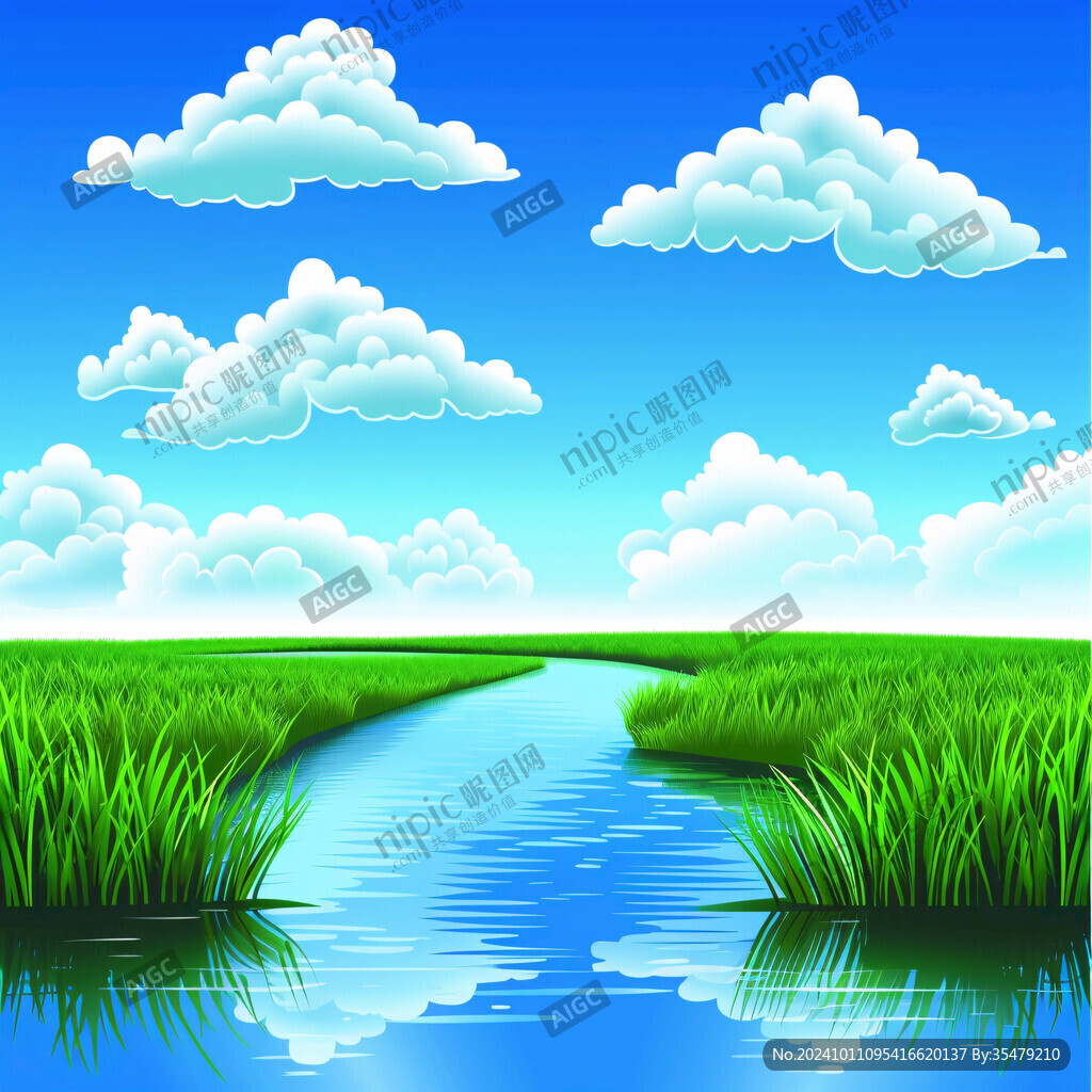 河流溪流草地
