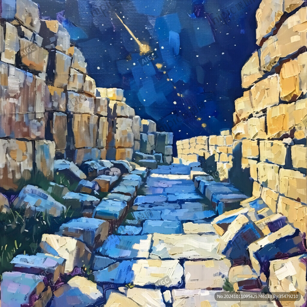 夜景油畫