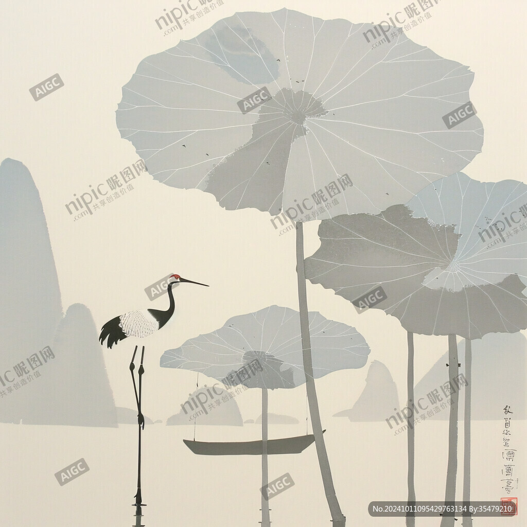 殘荷墻貼畫