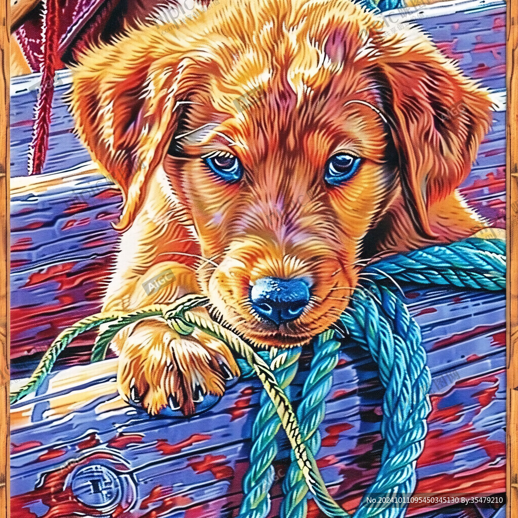 狗狗無框畫有框畫