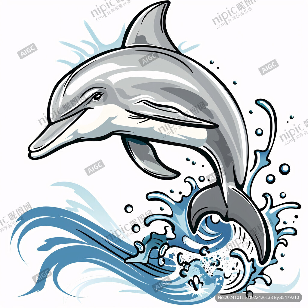 手繪海豚形象