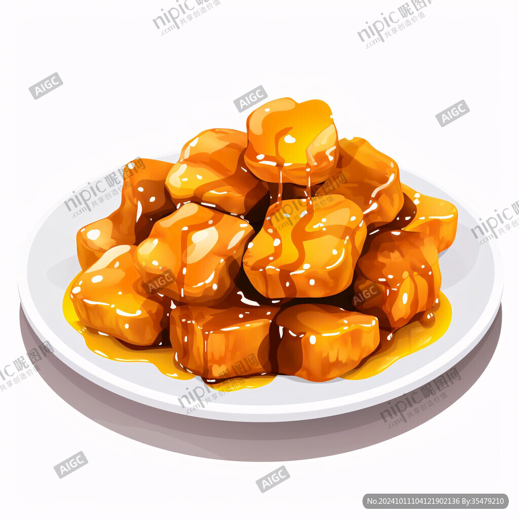 手繪糖醋里脊插畫