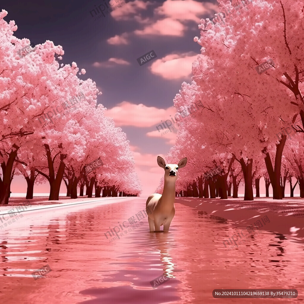 水邊櫻花樹