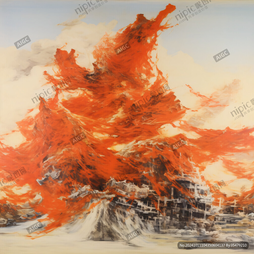 紅楓樹油畫