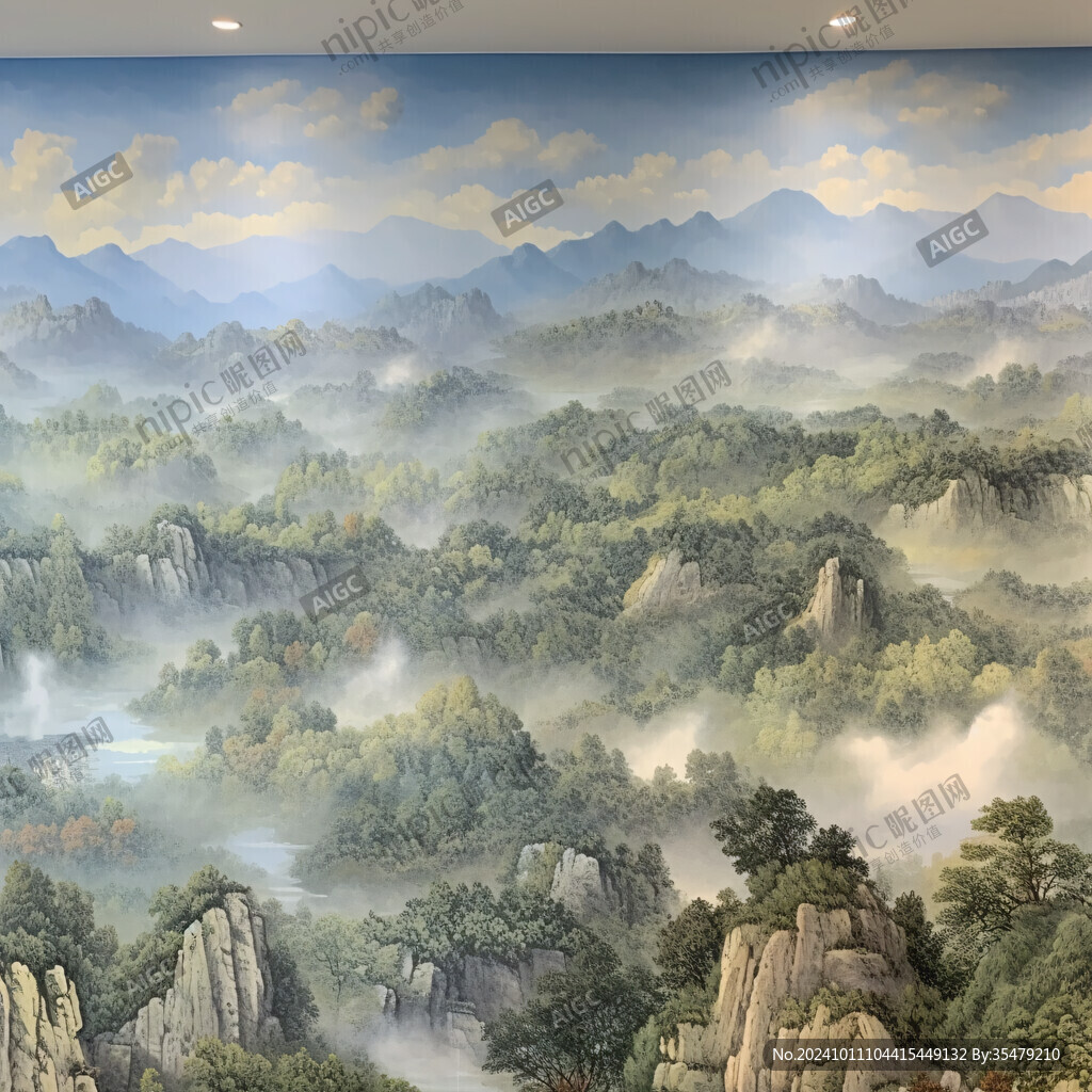 酒店山水壁畫