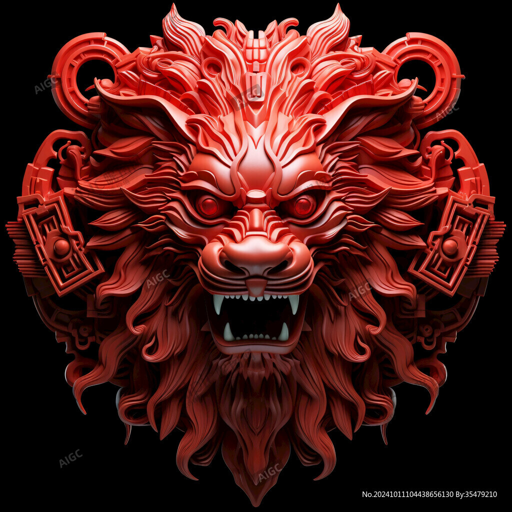 國潮獅線稿