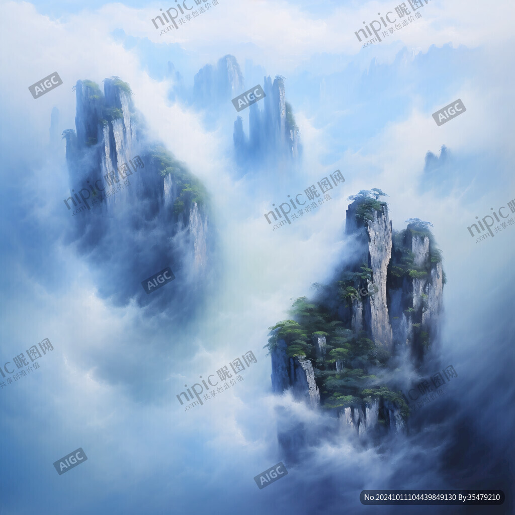 禪意山峰云霧