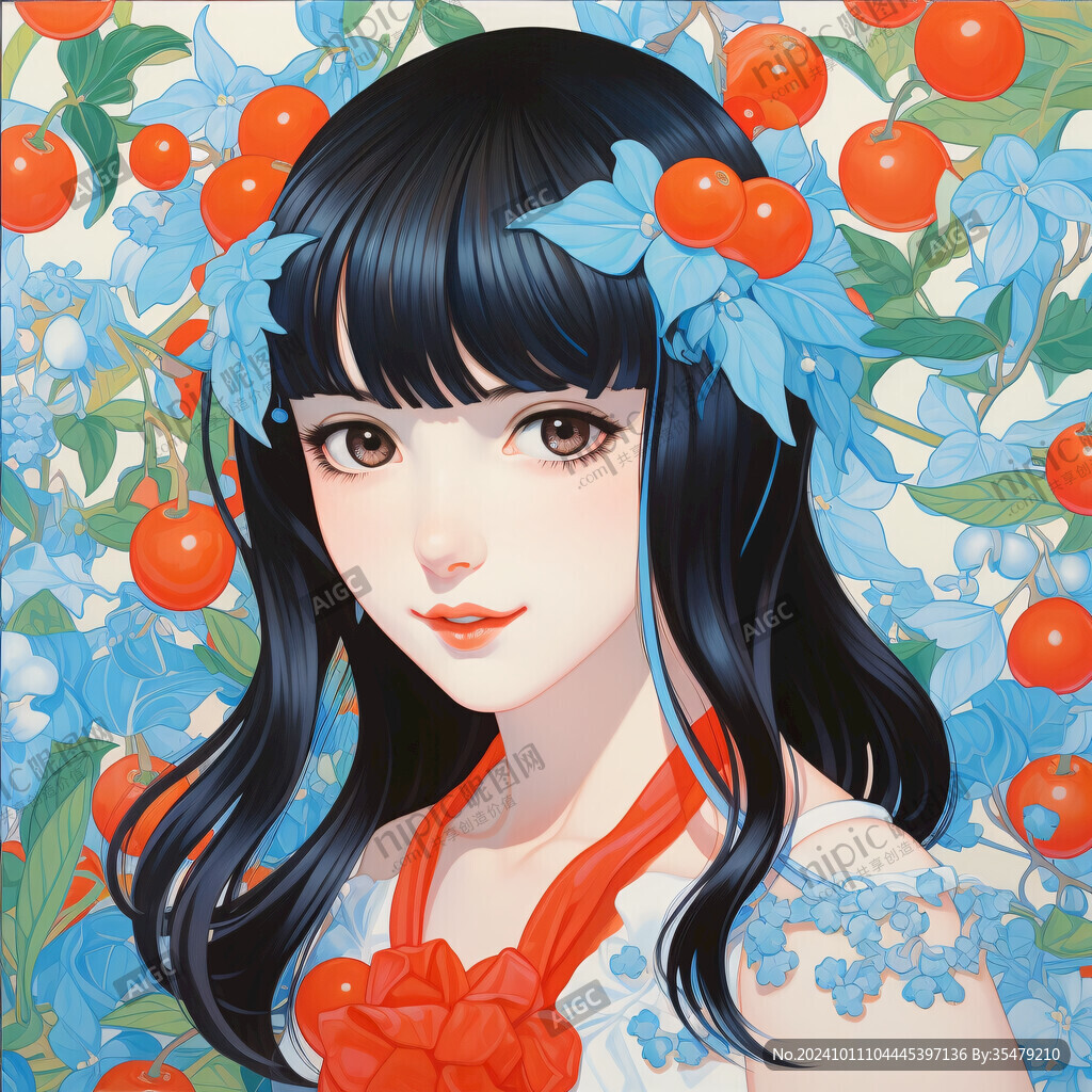 櫻桃女孩插畫
