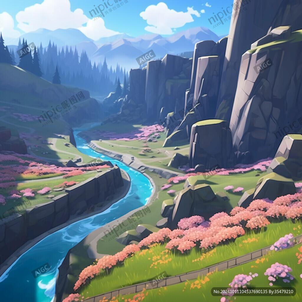 蜿蜒河流山間道路