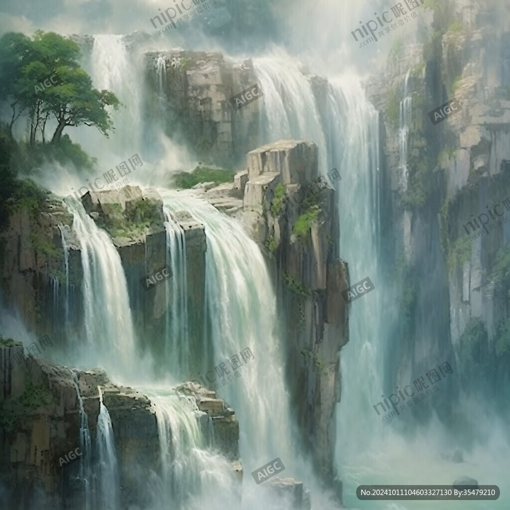 大瀑布風景畫
