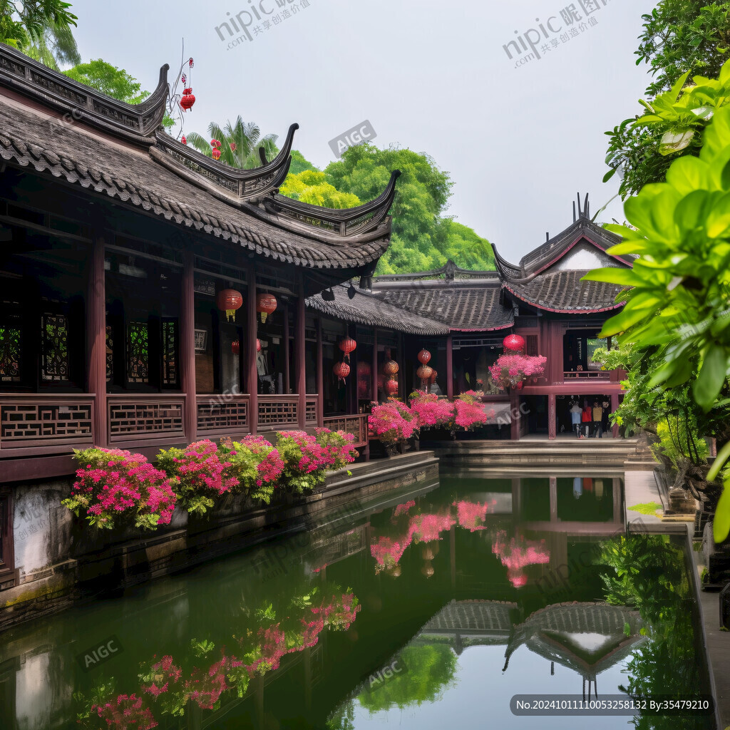 江南水鄉(xiāng)亭臺樓閣園林