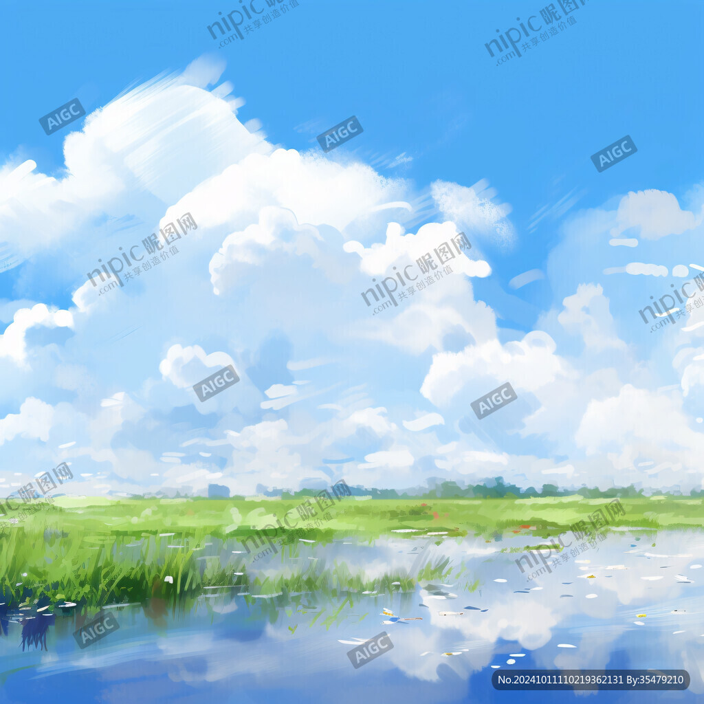 插畫藍天白云