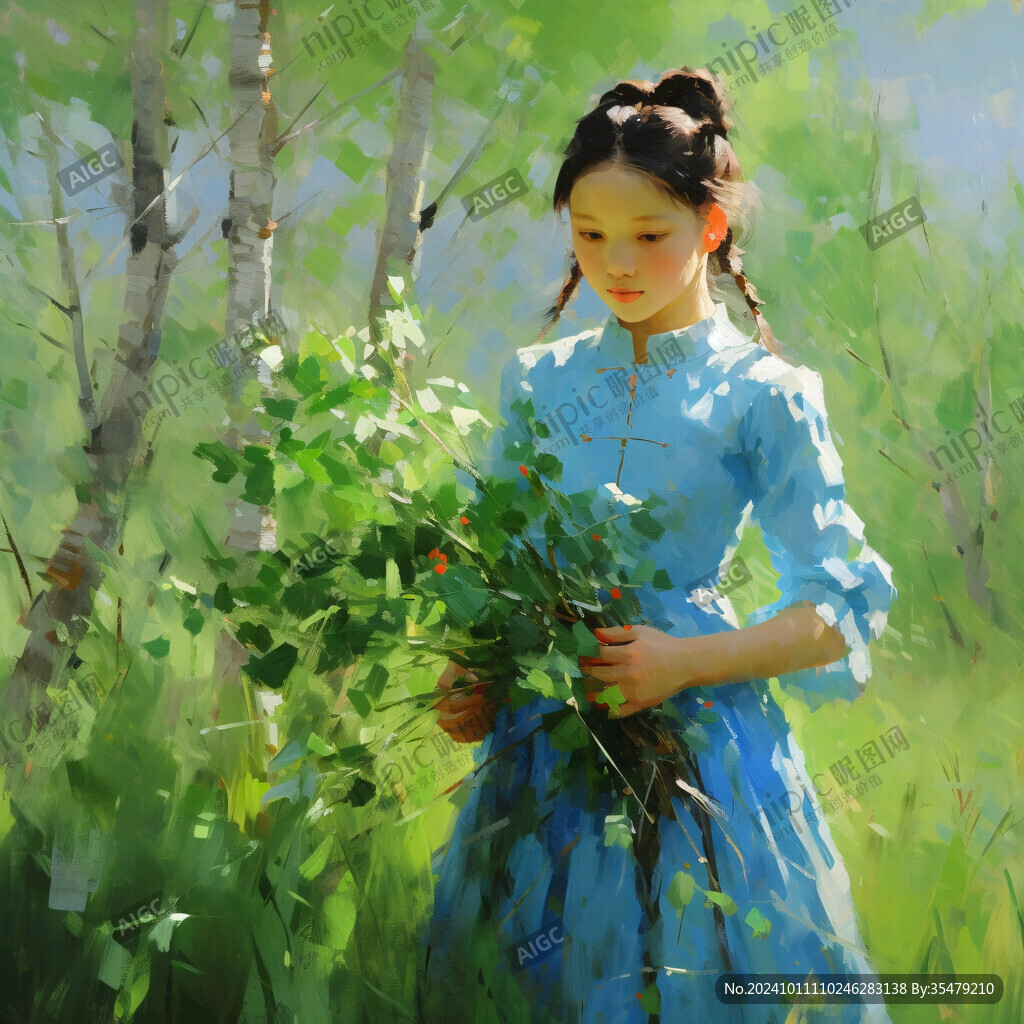 油畫旗袍女