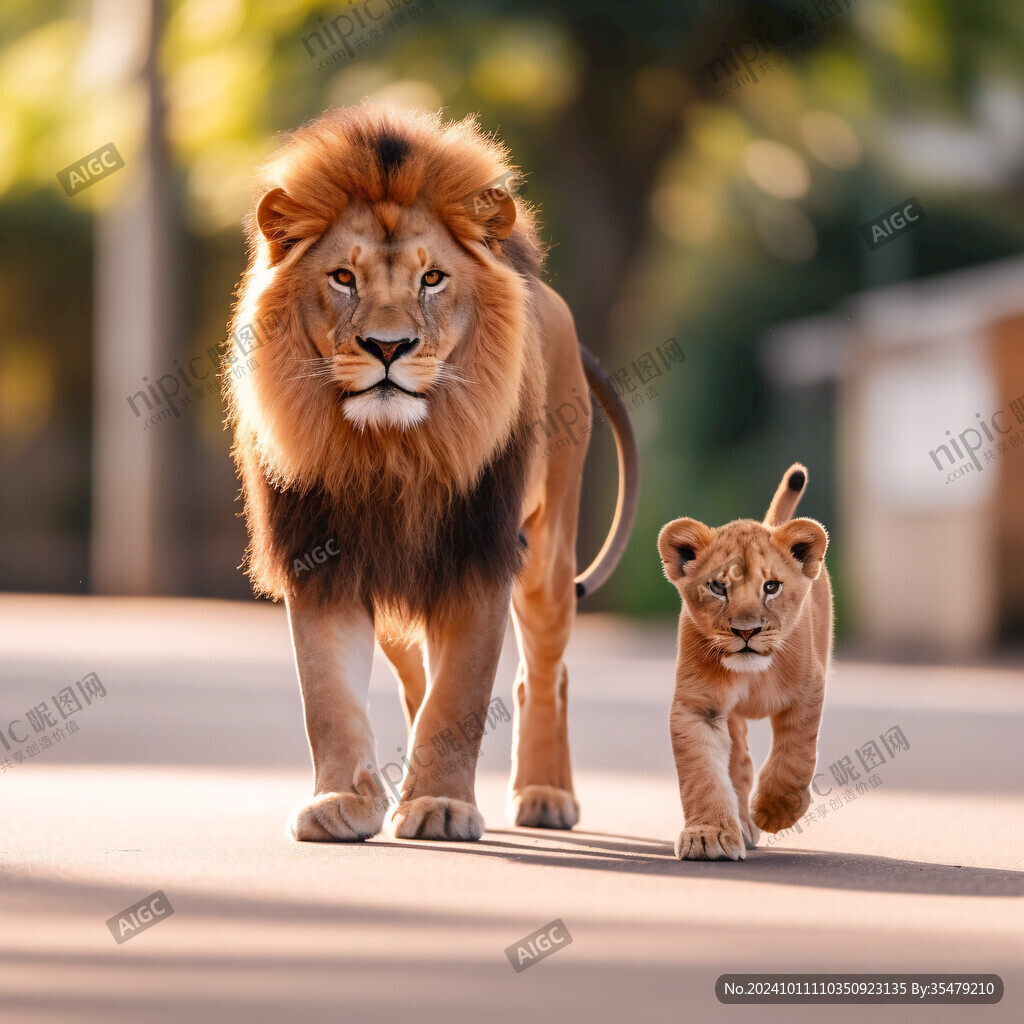雄獅雌獅小獅子