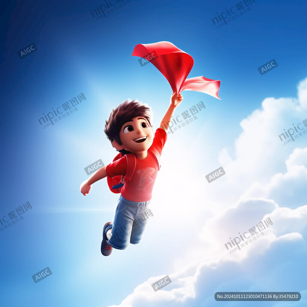 飛天男孩插畫