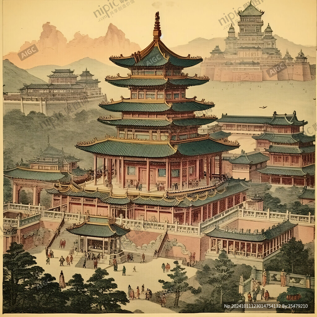 皇宮樓閣插畫(huà)