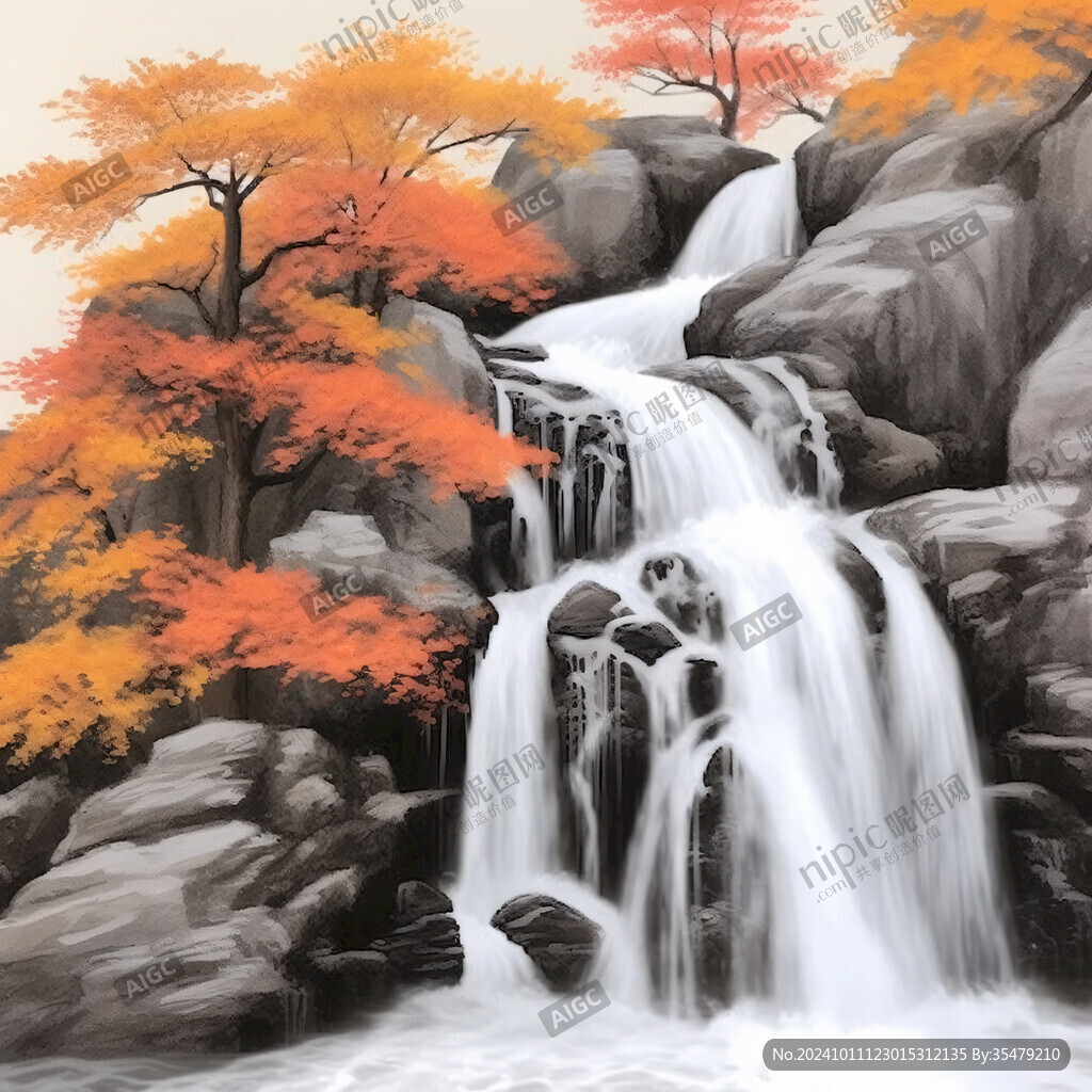 瀑布風景畫