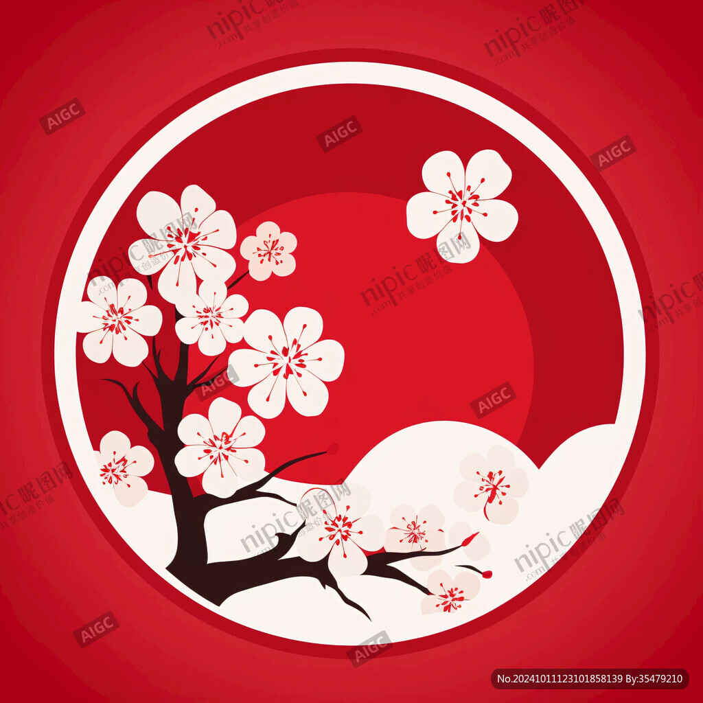 梅花圓形裝飾畫