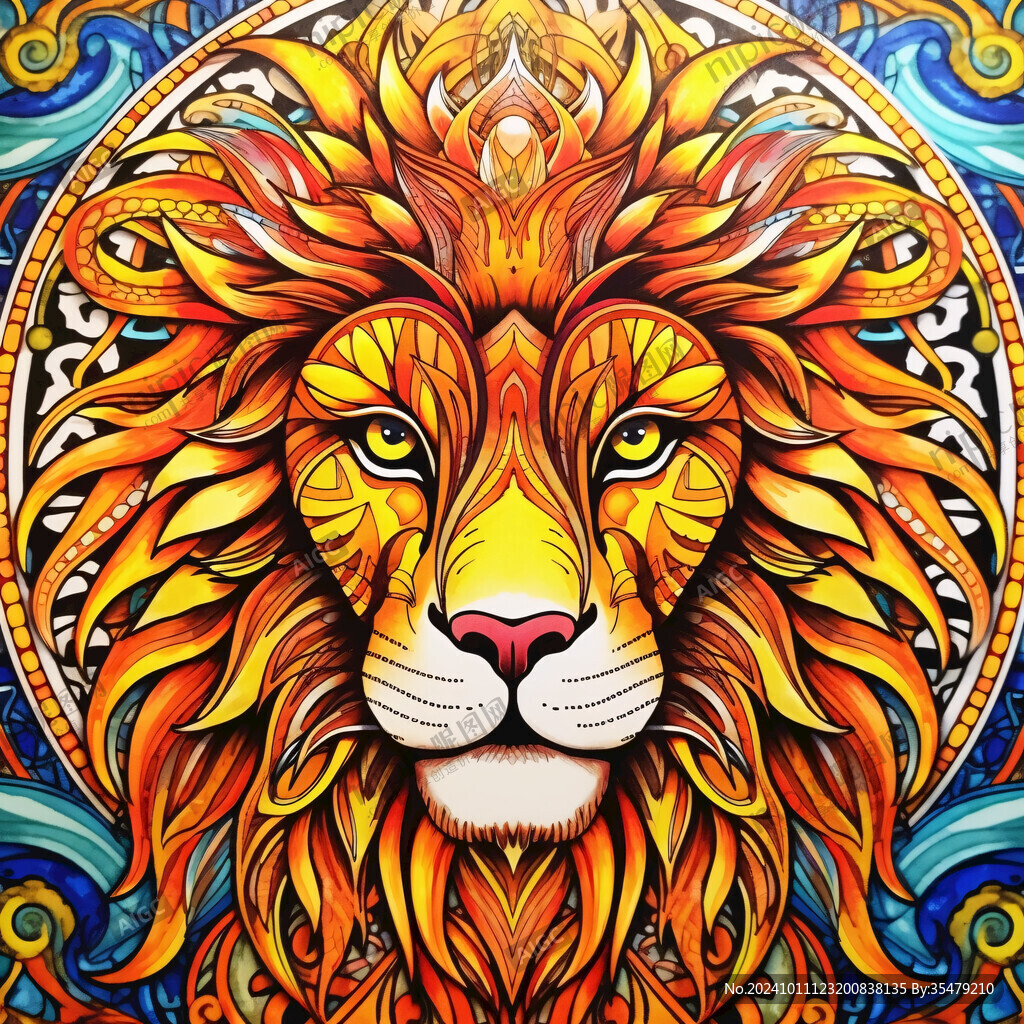 獅子吼彩繪圖