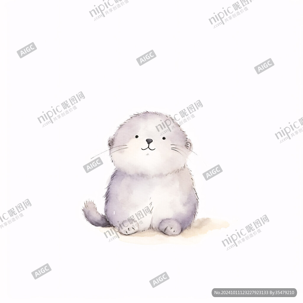 水彩卡通小貓咪