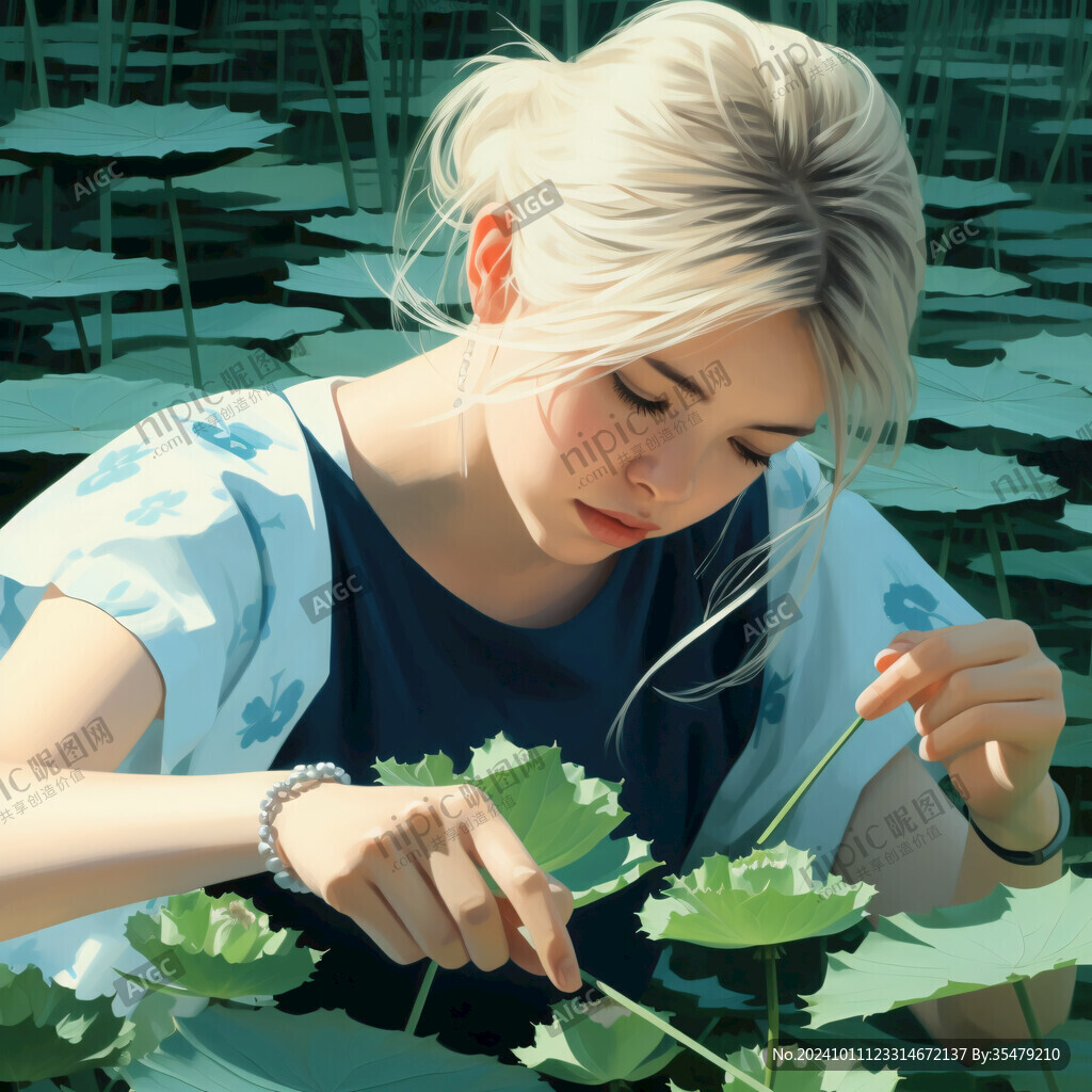 金發綠植少女