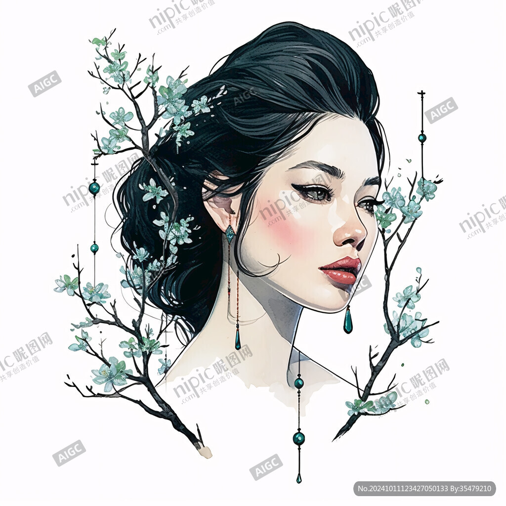 時(shí)尚美妝節(jié)日插畫女孩